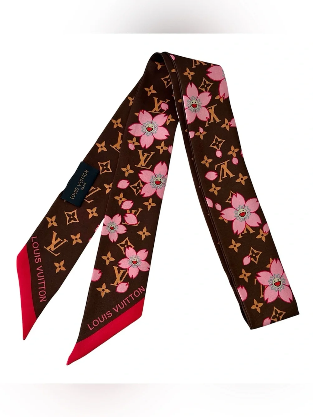 LOUIS VUITTON LV X Takashi Murakami Silk Monogram Cherry Blossom Bandeau - Tan
